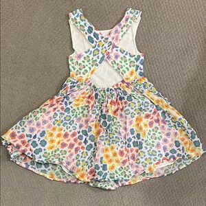 Mini Boden Multi-Color Leopard Print Crossback Dress - White Base